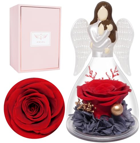 Miofula Rosa Stabilizzata Regalo Mamma Compleanno, Rosa Eterna Angelo Regali Festa Della Mamma per Donna Nonna, Fiori Stabilizzati Regalo Mamma Festa Della Mamma, Rose Stabilizzate Regali Madre Figlia