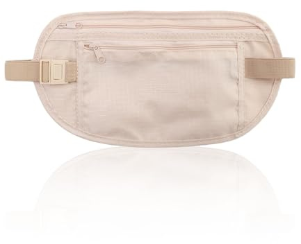 Ceinture porte-monnaie de voyage, sac banane antivol dissimulé sous les vêtements, sac banane avec blocage RFID pour argent, passeport, carte, téléphone portable, clés, kaki, Unisexe