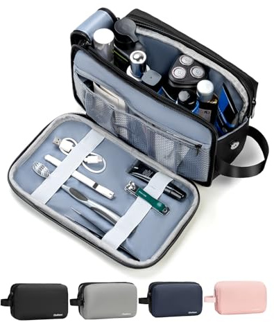 Chakipee Kulturbeutel Herren Reise Kulturtasche Waschtasche, wasserdichte Kulturtaschen, leichte Kosmetiktasche Damen mit Doppelter Reißverschlüssen, Badezimmerutensilien (Schwarz)