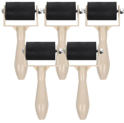 BUTIFULSIC Set da 5 Rulli in Gomma per Stampa, Strumento di Stampa con Impugnatura Ergonomica in Plastica, Rullo per Inchiostro e Vernice per attività Creative e Manualità