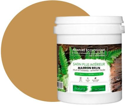 Pintura natural ecológica con aspecto satinado NATURA – Tassili – Pared interior – 43 colores – 1 l – 18 m² (marrón marrón)