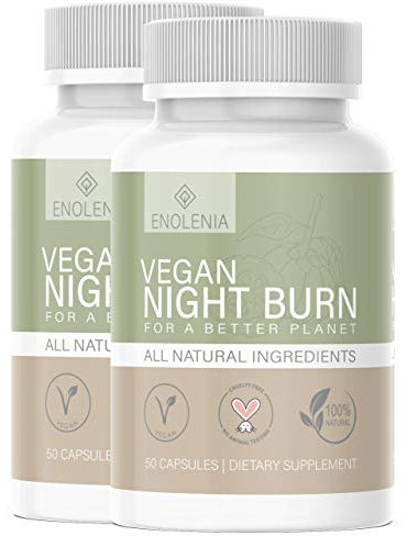 NEU: Enolenia® NIGHT F-BURN Kapseln VEGAN - 1 Kapsel pro Nacht mit Garcinia Cambogia Extrakt - für Männer & Frauen, schnell + Hochdosiert - aus hochwertiger Produktion in Deutschland (2x)