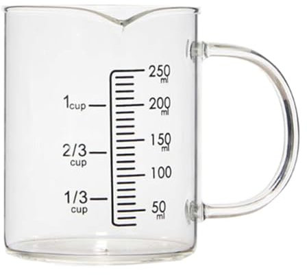 Cabilock Verre doseur en Verre Transparent de 250 ML - pour café, Lait, Farine, Liquide, Cuisine