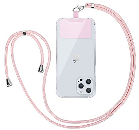 Vauki Cordón para Teléfono Cadena Universal, con Correa de Cuello Móvi con Parche Ajustable Desmontable para la Mayoría de los Teléfonos Inteligentes para iPhone Samsung Huawei Redmi OnePlus, Oro rosa