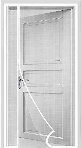 HOMWMPA Side Opening Magnetic Screen Door, Fit Door Size 32 x 80,Screen Size 34 x 81, Reversible Left/Right Screen Door Mesh with Strong Magnet, Keep Bugs Out Let Breeze in,Pet&Kid Friendly,White