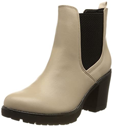 MARCO TOZZI Damen Chelsea Boots aus Kunstleder mit Absatz, Beige (Ivory Comb.), 41