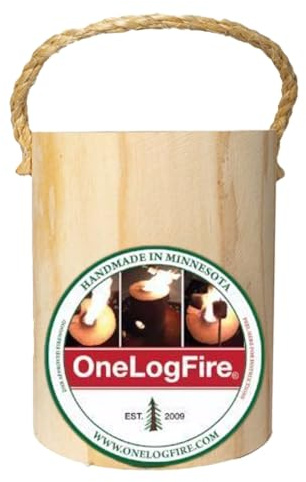 One Log Fire Swedish Fire Log - Mini - Kiln-Dried Red Pine Swedish Torch with Easy Light Starter, Pack of 1