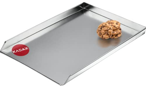 KADAX Plaque à gâteau en tôle de zinc - 2 tailles - Plaque à pizza rectangulaire - Pour four, four - Plaque de four - Plaque à pâtisserie - Plaque à pâtisserie - 40,5 x 27 cm - Argenté