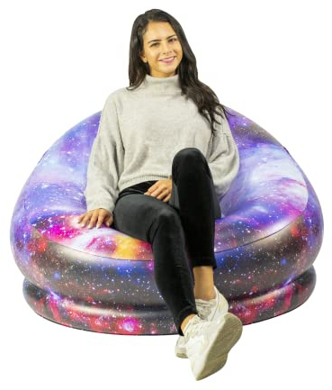 Air Candy Galaxy LED Illuminated Inflatable Chair – Light-Up Gaming Lounge Seat with Multicolor LEDs, Waterproof PVC, Portable Indoor Outdoor Seating