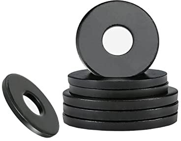 Qrity 20 Piezas Arandela Plana, M6mm x 12mm Arandelas de Sellado O Ring para Tornillos Tuercas y Varillas Roscadas, Negro