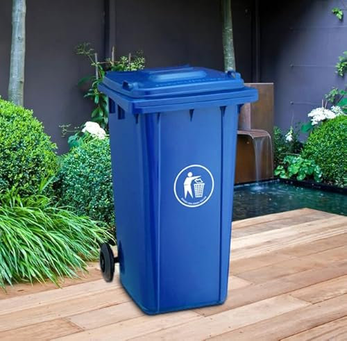 Panana Blue/Green/Black Wheelie Bin,Garden Outdoor Bin Large 240L Waste Disposal Dustins with Rubber Wheels for Commercial,Flats,Garage,Warehouse,Industrial (Blue)