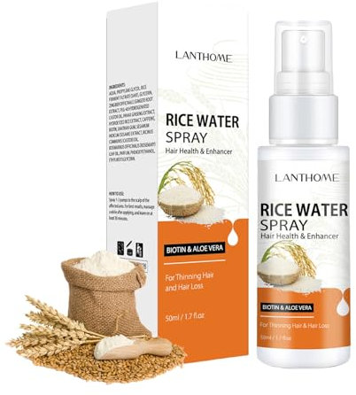 Reiswasser für Haarwachstumsspray, Haarwachstumsserum, Haarwachstumsserum mit Rosmarinöl für Haarwachstum, Serum für dickeres, längeres, volleres und gesünderes Haar, für trockenes, krauses,