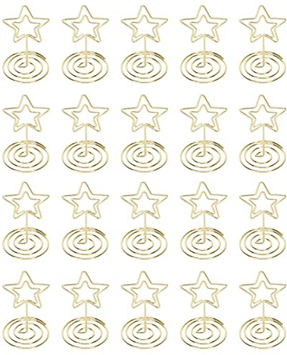 Buachois 20 Pezzi Supporti per Cartellini Segnaposto,Supporto Circolare Inferiore, Filo Metallico, Portafoto, Utilizzato per Appunti di Ufficio, Matrimoni, Ristoranti, Feste di Compleanno