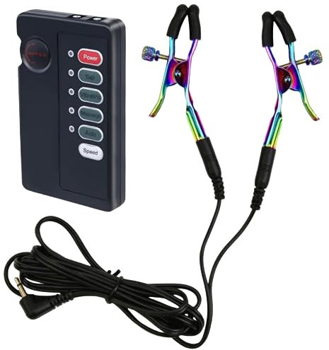 Electric Nipple Clamps Nipple Jewelry Non Piercing Electric Shock Nipple Clamps Clip Adjustable Nipple Clamps Current Level Suitable for Ladies Own Use and Flirting with Adult Couples Style