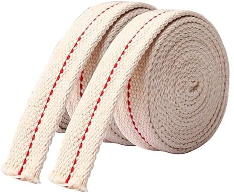 Lot de 2 mèches de lanterne à huile, largeur 1 cm, longueur 1 m, mèche plate en coton, mèche de lampe à huile ou à alcool pour brûleurs à huile ou brûleurs à kérosène, lampe de camping