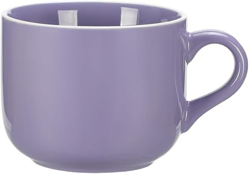 Taoyanmo Cuenco grande de sopa de 650 ml, taza de sopa de grano de cerámica, taza de café/ensalada, taza apta para microondas, para ensalada de leche, capuchino, cereales (morado)