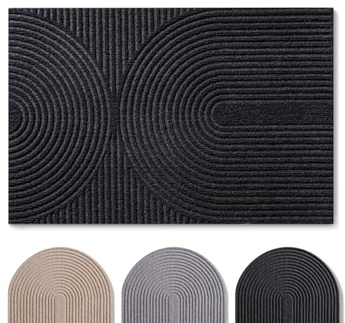 Blumtal zerbino esterno 60x90 cm - tappeto ingresso interno antiscivolo - zerbino da esterno con motivo - tappeti da esterno per porta d'ingresso - in poliestere resistente - Antracite