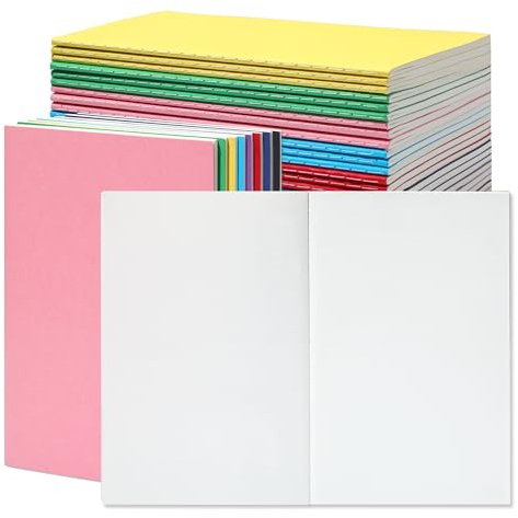 miikoul 24 Pack A5 Blank Journal Notebooks in Bulk, Colorful Soft Cover Unlined Paper for Kids Student Traveler Drawing Writing Take Notes and Plan, 8.3x5.5 Inches, 80 GSM, 60 Pages/30 Sheets