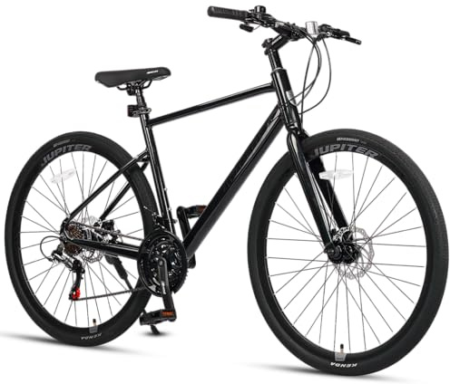 AVASTA Vägcykel för vuxna, 700C-hjul, 21-växlad krets, cykel med styv gaffel och dubbel skivbroms för män och kvinnor, 50 cm, grå
