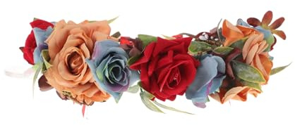 Ipetboom Corona di Fiori Arcobaleno Fascia per Capelli Floreale Copricapo Hawaiano da Donna Corona di Fiori per Capelli Accessori Tea Party Design Elaborato Artificiali Colore Arcobaleno