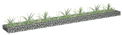 Cinyiqo Gabion Raised Bed Galvanised Steel 270x30x10 cm-Gabion Wall Mesh Wire Stone Basket Galvanised Iron Stone Basket Outdoor Spiral Planter Retaining Wall