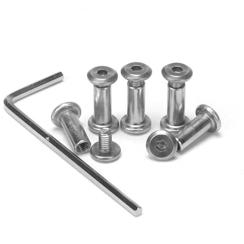 KINDPMA 35 Juegos M3*10mm Tornillos de Conexión con Manguito (Tornillos+Tuercas) Tornillos Allen Avellanado de Acero Inoxidable Tornillos de Unión Cabeza Hexagonal para Muebles Armarios