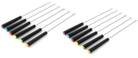 Jrifedptry Tenedores largos para fondue de acero inoxidable, tenedores largos para fondue de queso, fuente de chocolate, queso, fondue asado, malvaviscos