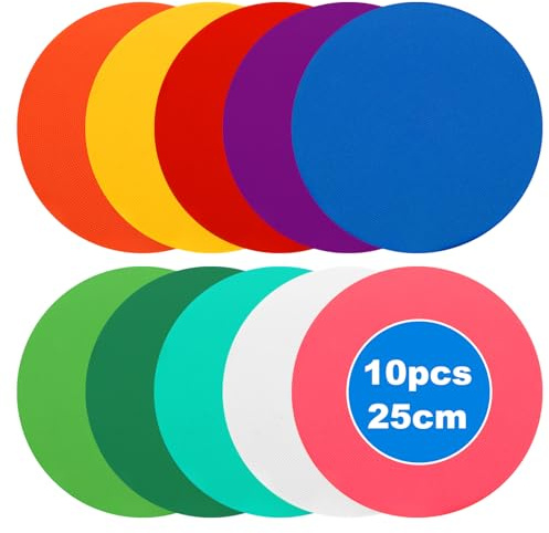 MIVIDE 10 dischi di marcatura da 25 cm, 10 colori, per sport, flater, per allenamento, calcio, campi sportivi