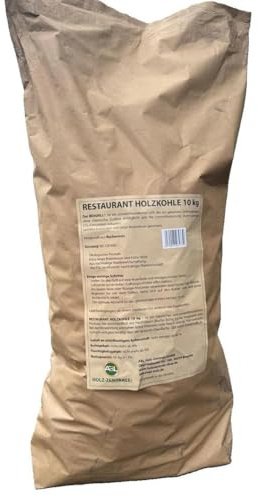 BIOGRILL Premium Restaurant Grillholzkohle Buche 10 kg, Holzkohle für BBQ & Steakhaus – Grillkohle für Professionelles Grillen mit extragroßen Stücken 60–160 mm (1 Papiersack 10 kg)