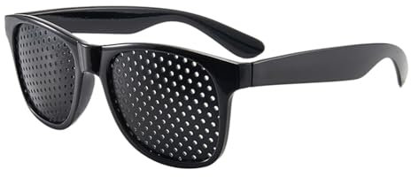 Rasterbrille Augentraining,Lochbrille für Entspannung,Pinhole Glasses zur Verbesserung des Sehvermögen,Lochbrille für Augentraining,Gitterbrille für Augenentspannung im Alltag (1, Black)