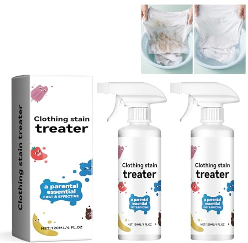 Clothing Stain Cleaner 2 st. fläckborttagningsspray för behandling, naturlig fläckborttagningsspray för tvätt, tygfläckborttagning för envisa fläckar av vin, kaffe, fett