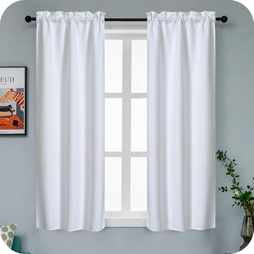 GIRASOLE HOME Coppia Tende Fiji Bianche Semi Oscuranti Termiche Morbide Tinta Unita 2 Pannelli da 55x130cm con Tasca, Bianco