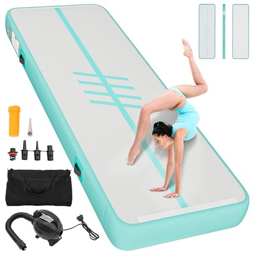 YITAHOME Air Turn TrackMatte,4M Tumbling Matte mit elektrischer Luftpumpe 10cm Hoch Tumbling Matte,Aufblasbar Gymnastikmatte Turnmatte für Training/Tumbling/Yoga/Fitness