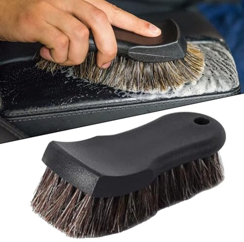 Spazzola per pulizia in pelle e crine di cavallo per auto, in tessuto di plastica, crine di cavallo e tappezzeria con facilità, cura delicata con reale