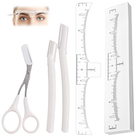 150 Piezas Actualizado Cejas Grooming Plantilla Shaper,Regla Herramienta Maquillaje Reutilizable,Plantillas Para Cejas Escala,Cejas Regla De Viscosidad Adhesivo,un juego de cuchillos de ceja,Kiuiom