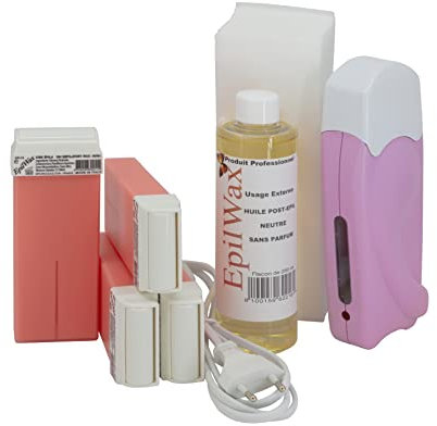 EpilWax Komplettes Einweg-Wachs-Haarentfernungsset Roll-On Solo rosa mit großem Rad 100 ml Wachspatrone - für Beine, Achseln und Körper