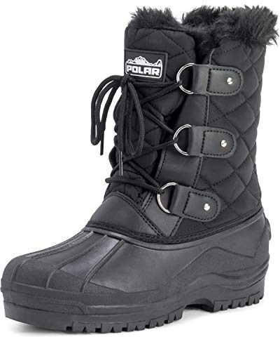 Polar Femmes Short Neige Hiver Tactique Imperméable Promeneur Mi-Mollet En Marchant Bottes - Noir - UK4/EU37 - YC0363