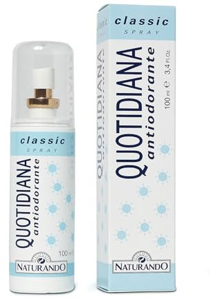 Naturando Quotidiana Antiodorante Classic Spray, Previene la Formazione di Cattivi Odori Ostacolando Degradazione del Sudore da Parte dei Batteri, 100 Ml