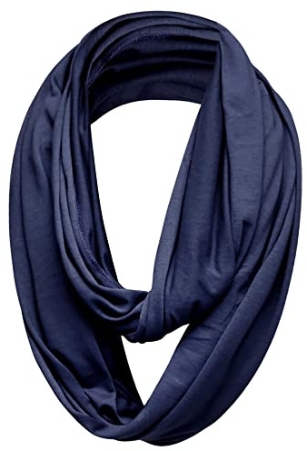 Basic Sense Plain 50% Cotton Blend Jersey Snood Scarf, Navy