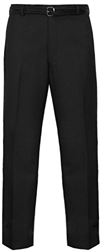 Stylo Online Mens Trousers Formal Casual Business Office Work Home Smart Dress Straight Leg Flat Front Everpress Pockets Pants Plus Big King Sizes (Black, 32W x 33L)