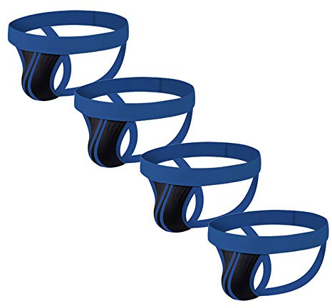 Sommarkod herr bomull jockstrap 4/2 set randiga underkläder, 4-pack blå, M