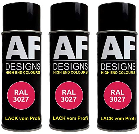 Alex Flittner Designs 3X Ral Pintura en Espray Pintura Coche Laca Colorida Lata de Aerosol RAL3027 Rojo Frambuesa Mate