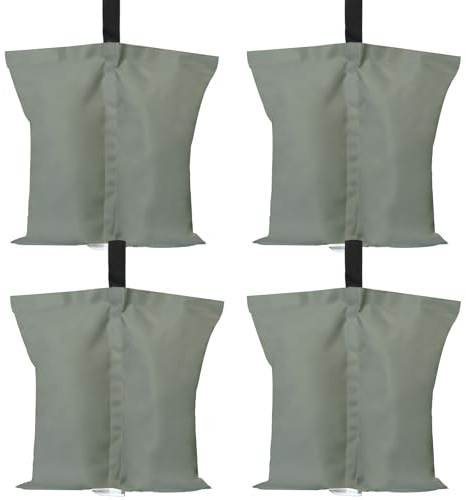 ABCCANOPY Confezione da 4 sacchi di sabbia grandi per gazebo, di grado industriale, resistenti, a doppia cucitura, per gambe per gazebo pop-up, ombrelloni, mobili da esterno (grigio)