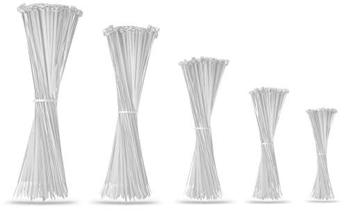 Marken Faktur® Kabelbinder Set 500 Stück – 5 Größen (10/15/20/25/30 cm) – UV-beständige & robuste Kabelbinder aus widerstandsfähigem Kunststoff – Zip Ties groß & klein (Weiß)