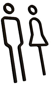 perfk Letrero de Inodoro Masculino Femenino Señalización de baño 3D Placa indicadora de baño Pegatinas de WC de acrílico Letrero de Puerta de baño para, Negro