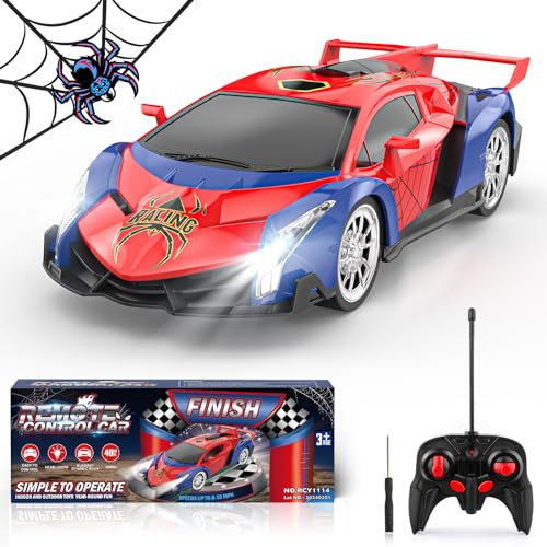Mieryd Ferngesteuertes Auto ab 3 4 5 6 7 8+ Jahre, Kinder Spiele Draußen Drinnen 1:18 Spider RC Auto mit Fernbedienung Weihnachten Geburtstags Geschenke Jungen Mädchen Spielzeug Rennauto mit LED-Licht