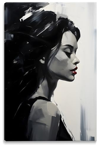 Muralo – canvasbild monterad med abstrakt motiv – bild för vardagsrum, sovrum, kontor, restaurang – väggbild väggdekoration modern – porträtt av en kvinna – bredd 70 cm x höjd: 100 cm
