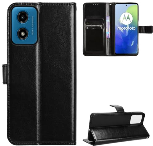 zZjoOoj Coque pour Motoroala Moto E14 / Moto G24,Case Protection Housse Premium en Cuir PU,Porte-Carte et Pochette à Monnaie Etui,[Fermeture Magnétique] [Etui à Rabat] - Noir