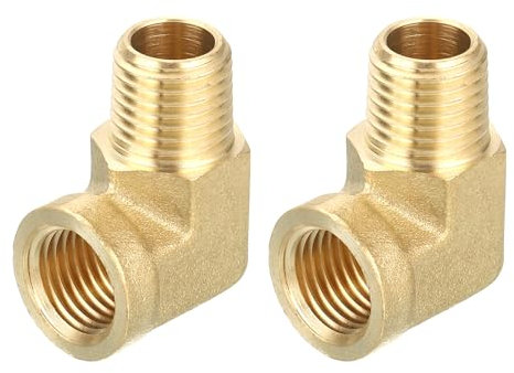 QUARKZMAN Conexión de Codo de 90 Grados de Latón para Tubería, Conector de Tubería de 1/4 NPT de Latón para Gas, Aire, Aceite, Propano, 2 Piezas