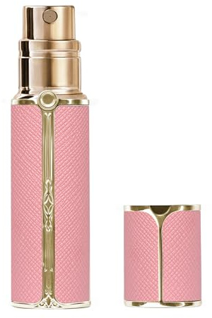 muilsae BF01 Leather Perfume Bottle 10ml – Bottom-Fill Refillable Dispenser, Leak-Proof & Portable for Men & Women, Ideal for Travel, Gifting & Daily Use (Pink Gold)